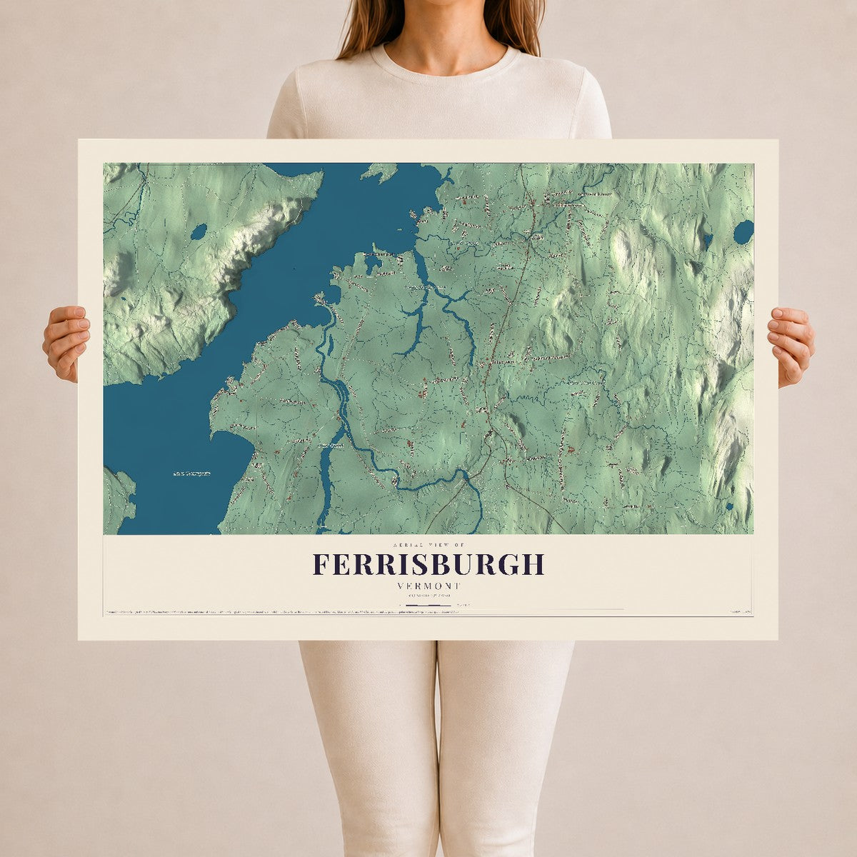 Map of Ferrisburgh, Vermont, 24 x 36 inch unframed archival matte print