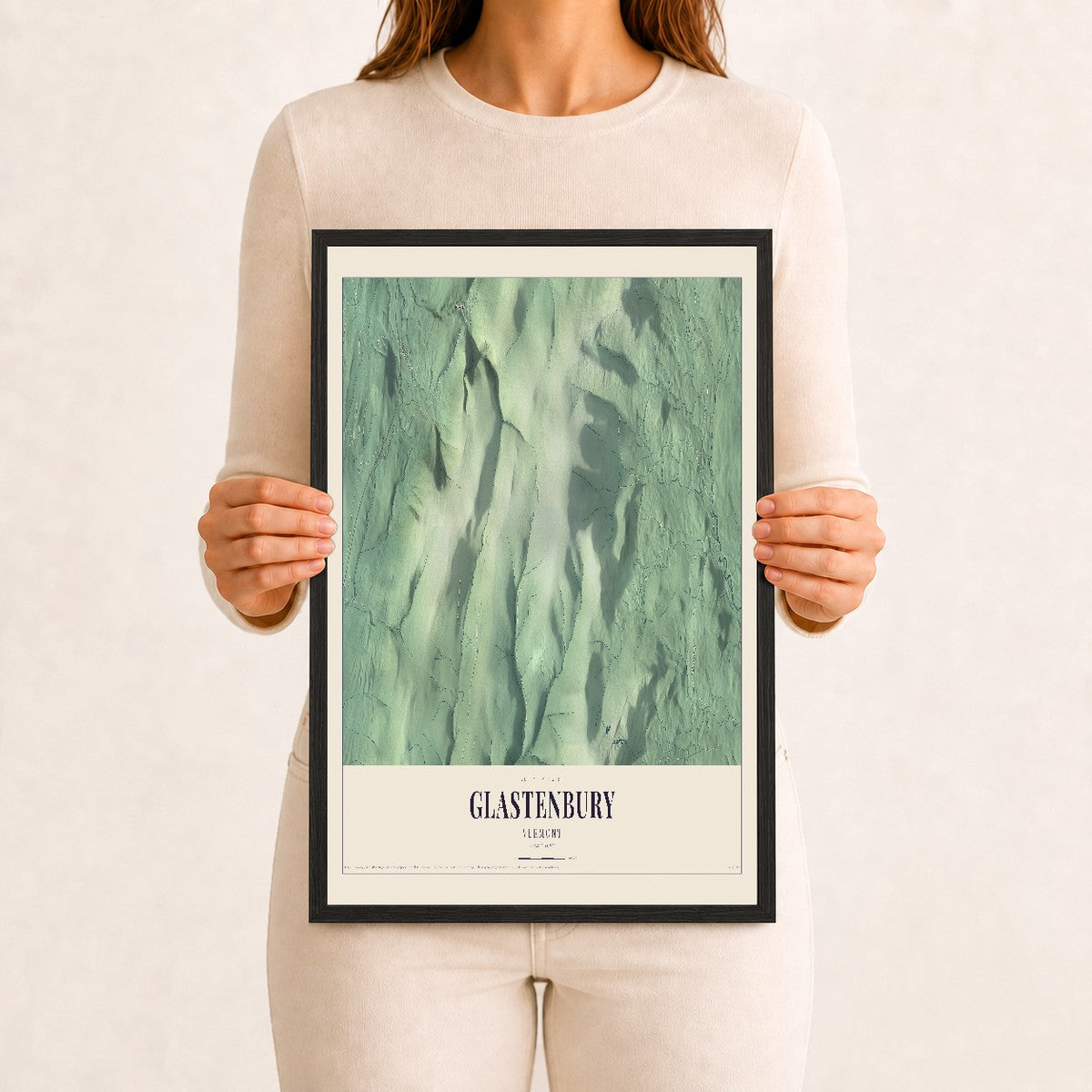 Glastenbury, Vermont map print - 12 x 18 black Ayous wood frame