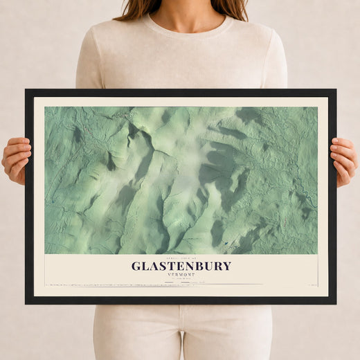 Map of Glastenbury, Vermont, 12 x 18 inch print in a black wood frame