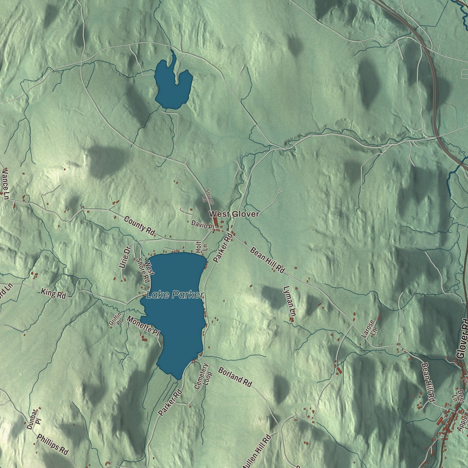 Street and neighborhood detail from the Glover, Vermont map