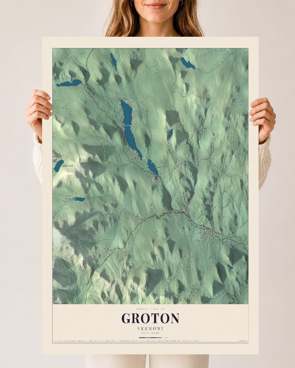 Groton, Vermont map print - 24 x 36 archival matte print