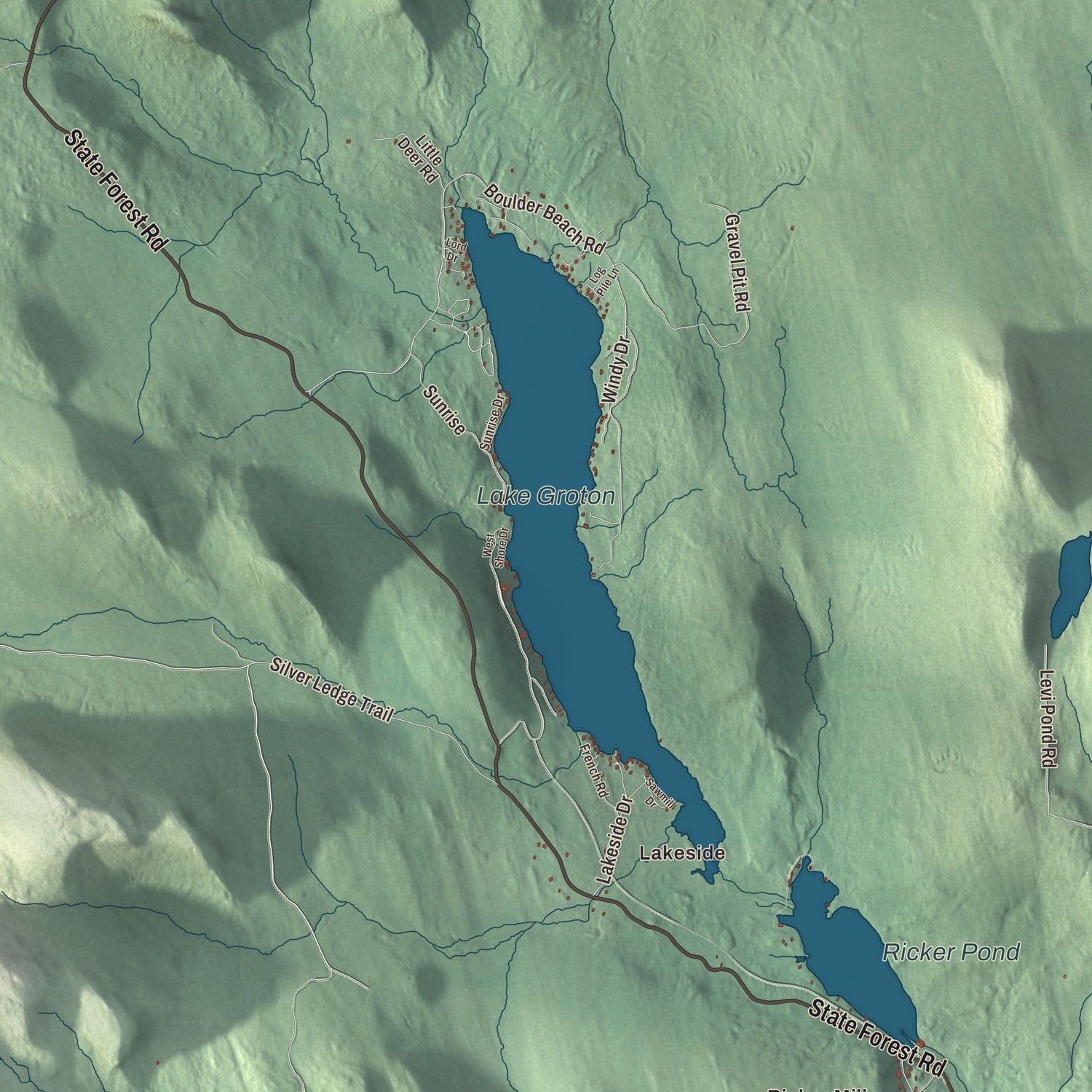 Terrain and local geography detail from the Groton, Vermont map