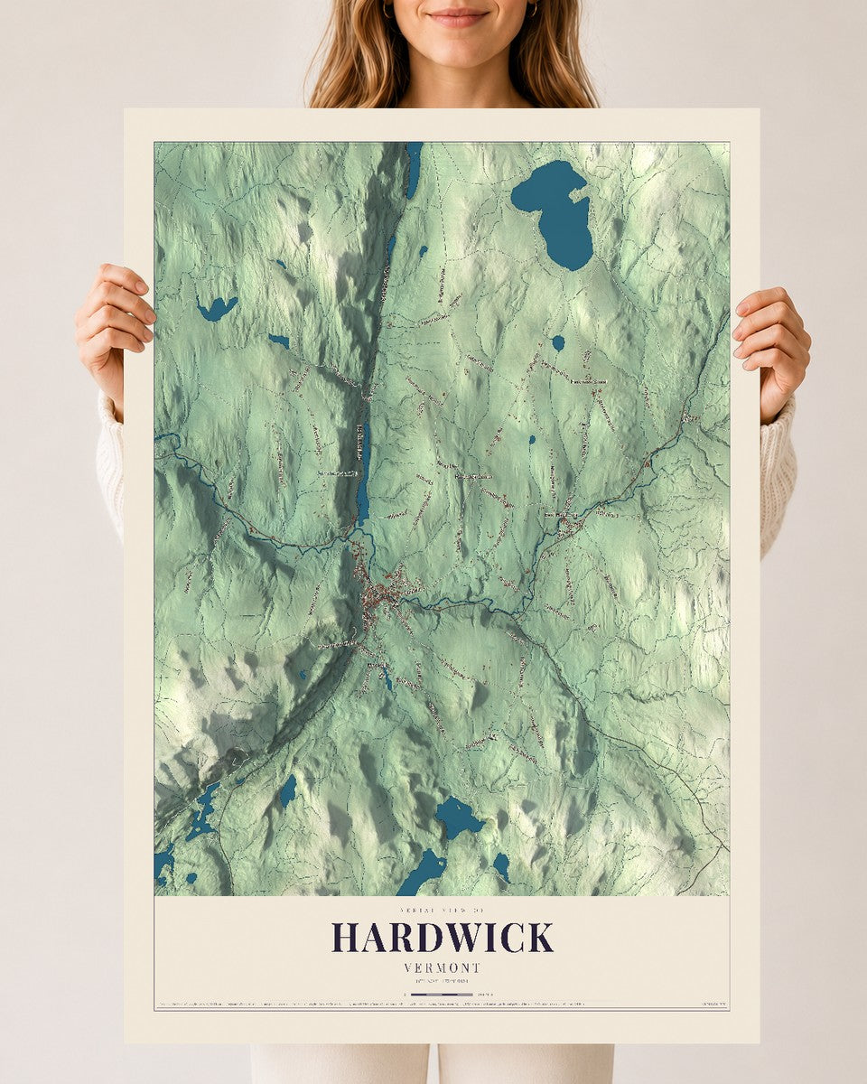Hardwick, Vermont map print - 24 x 36 archival matte print