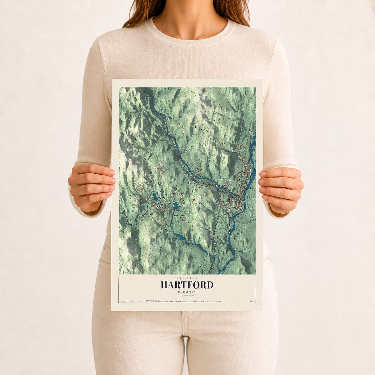 Hartford, Vermont map print - 12 x 18 archival matte print