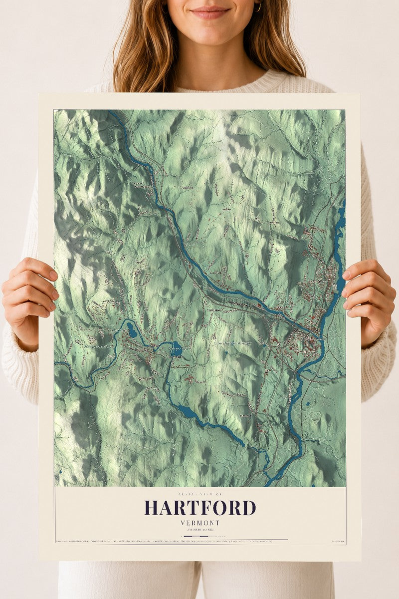 Hartford, Vermont map print - 18 x 24 archival matte print