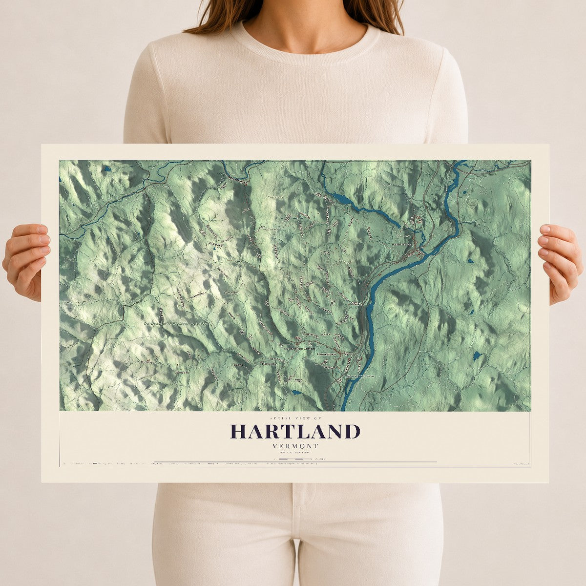 Map of Hartland, Vermont, 12 x 18 inch unframed archival matte print