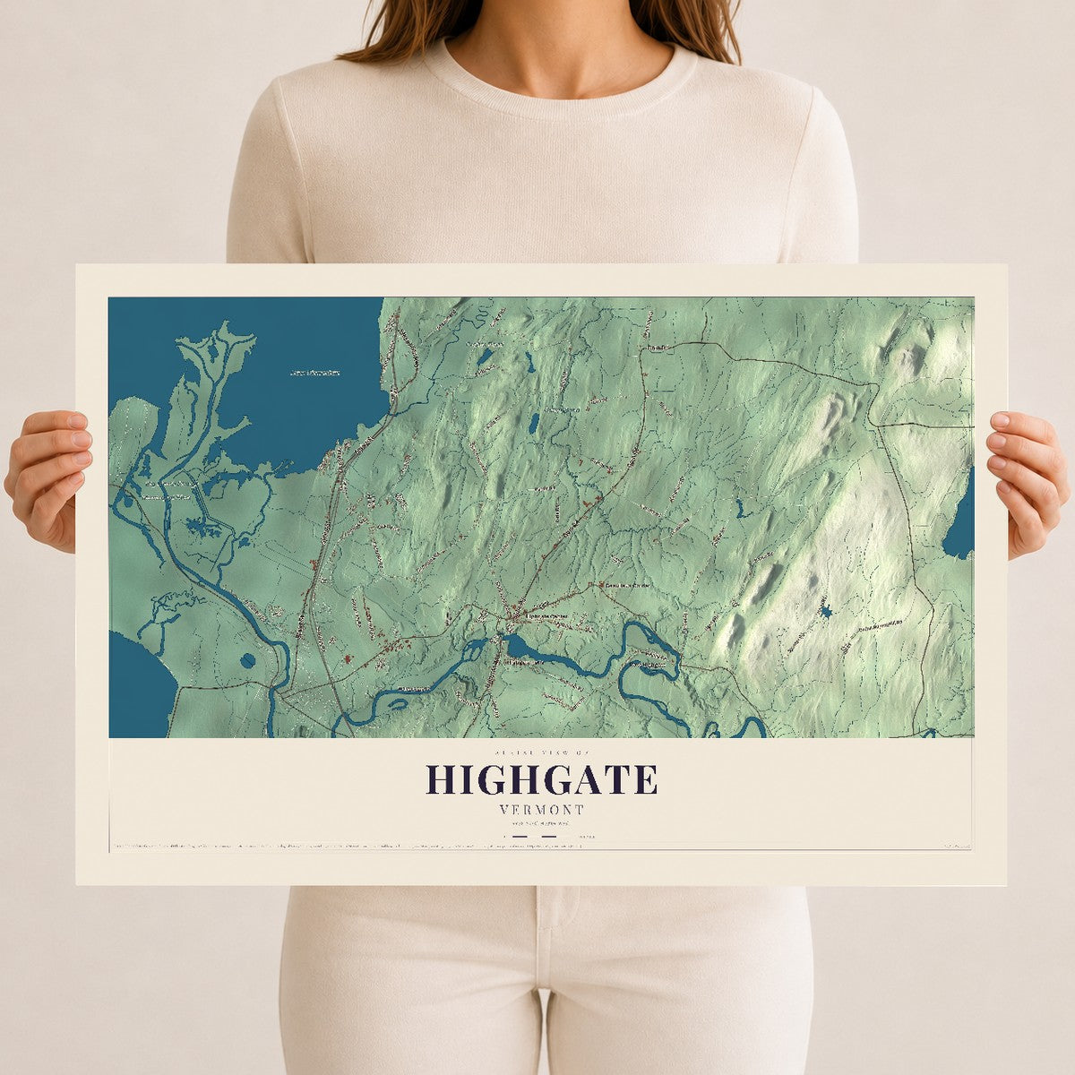 Map of Highgate, Vermont, 12 x 18 inch unframed archival matte print