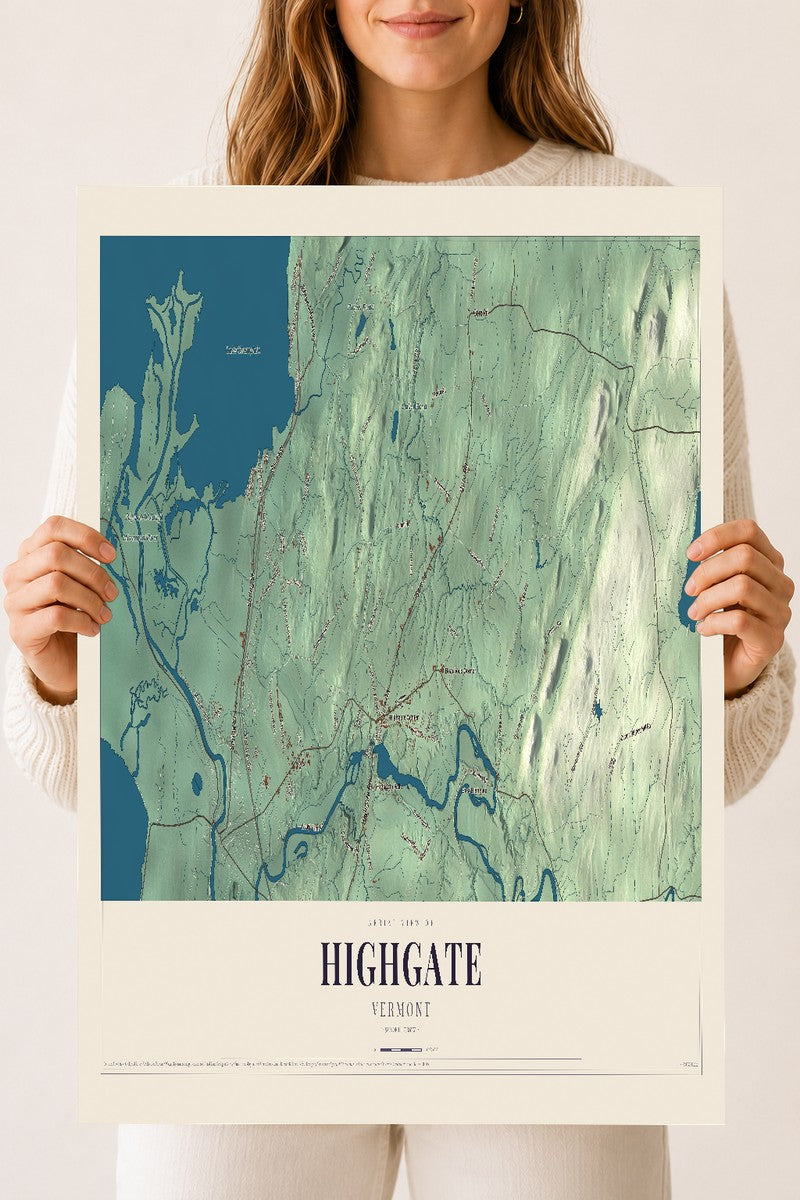 Highgate, Vermont map print - 18 x 24 archival matte print
