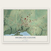 Highgate Center, Vermont map print, the full design