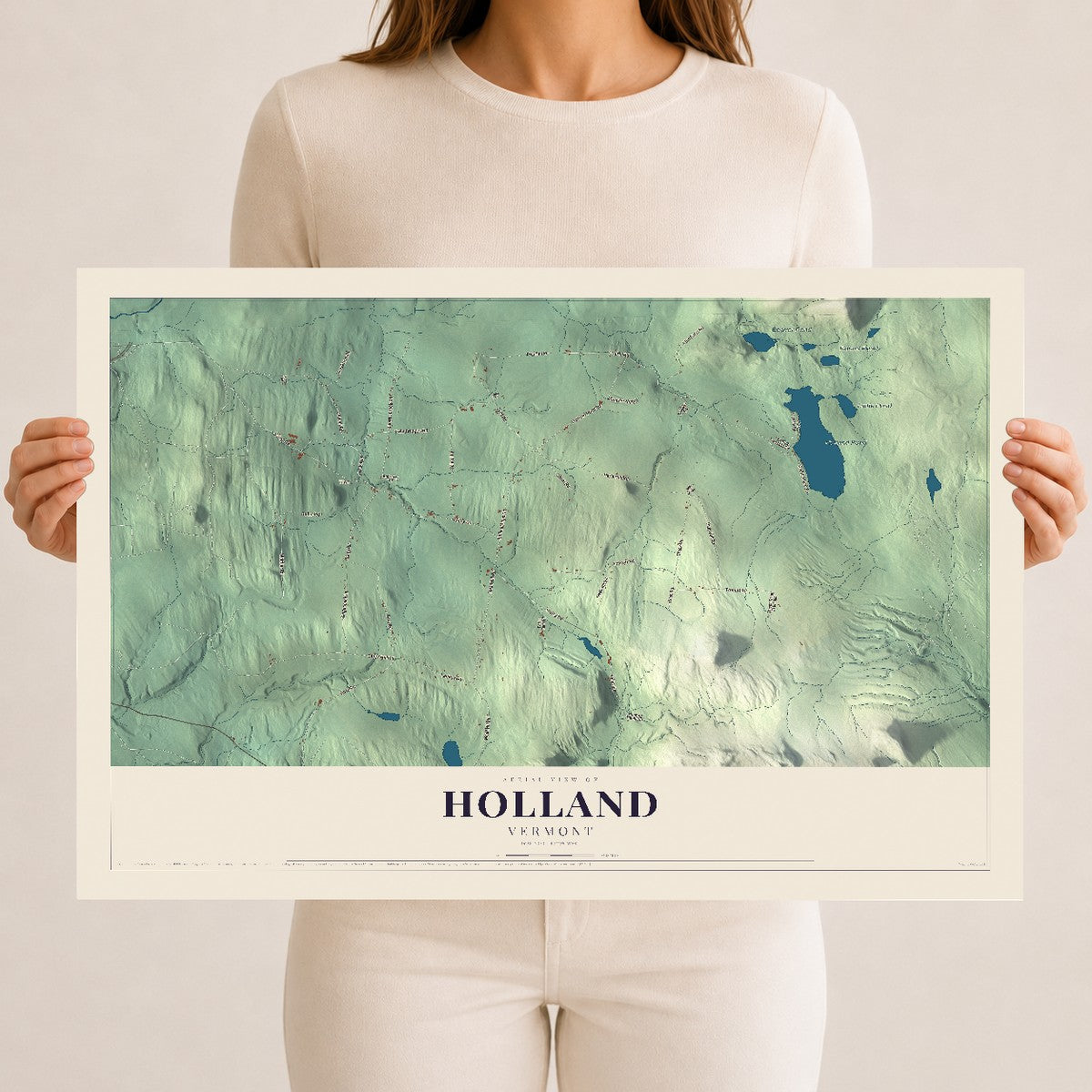 Map of Holland, Vermont, 12 x 18 inch unframed archival matte print