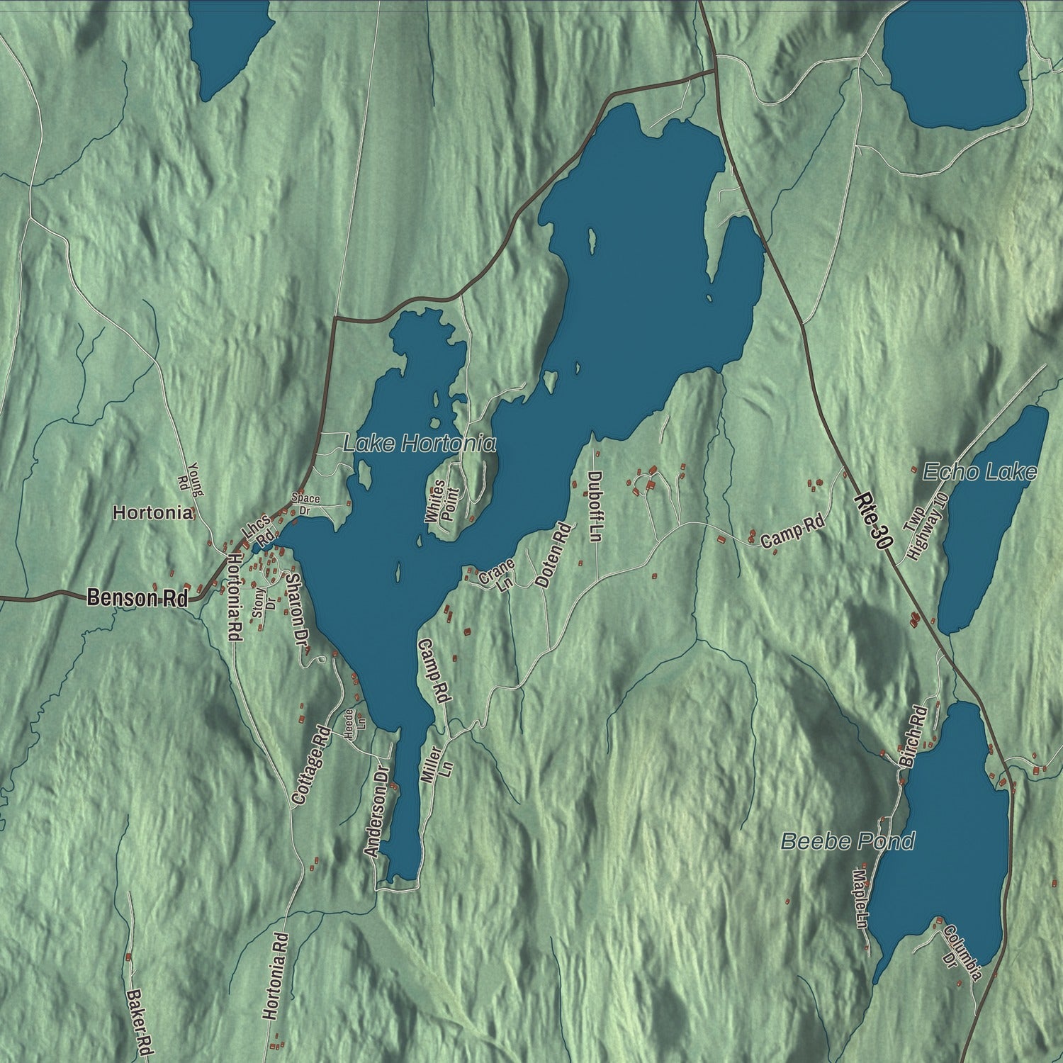 Terrain and local geography detail from the Hubbardton, Vermont map