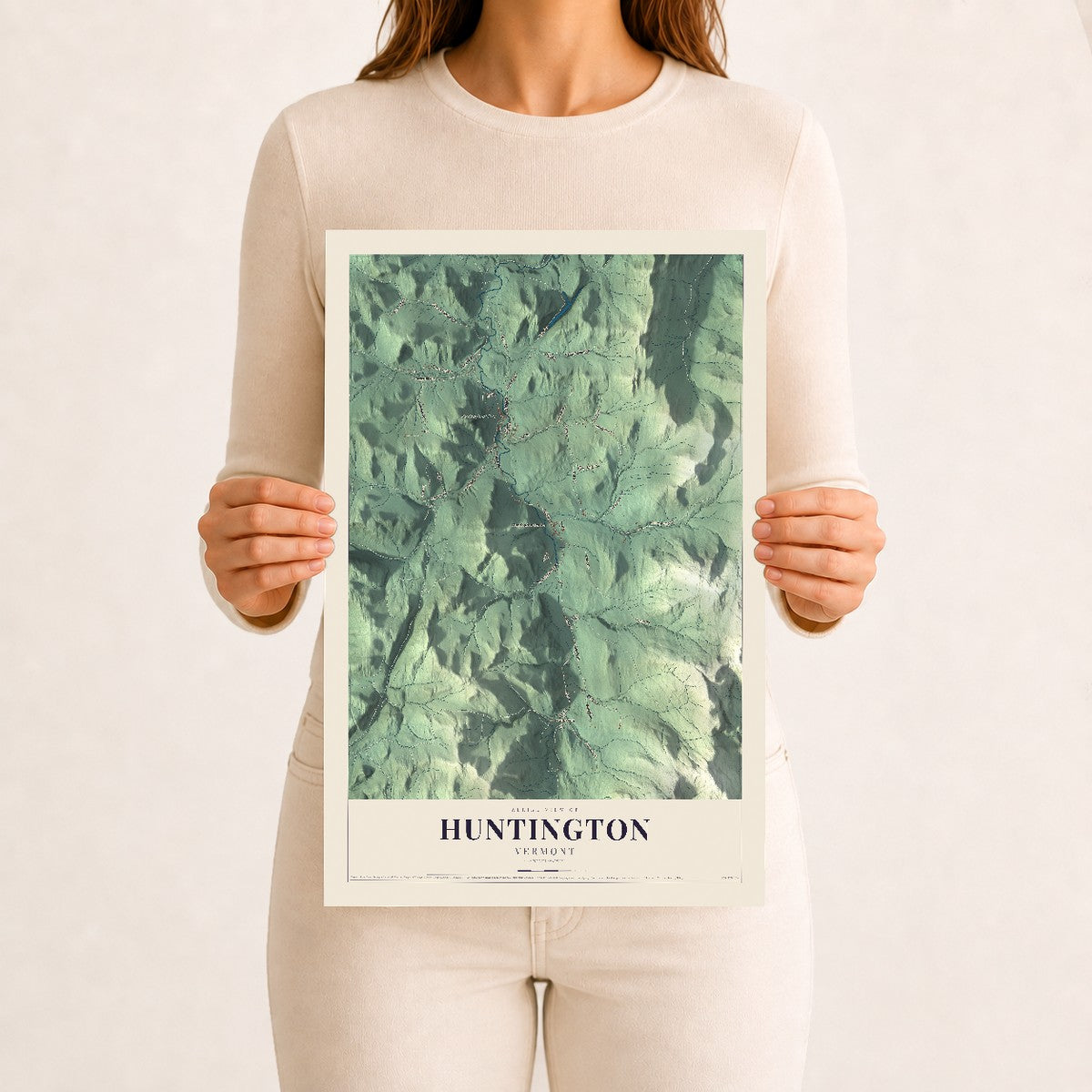 Huntington, Vermont map print - 12 x 18 archival matte print