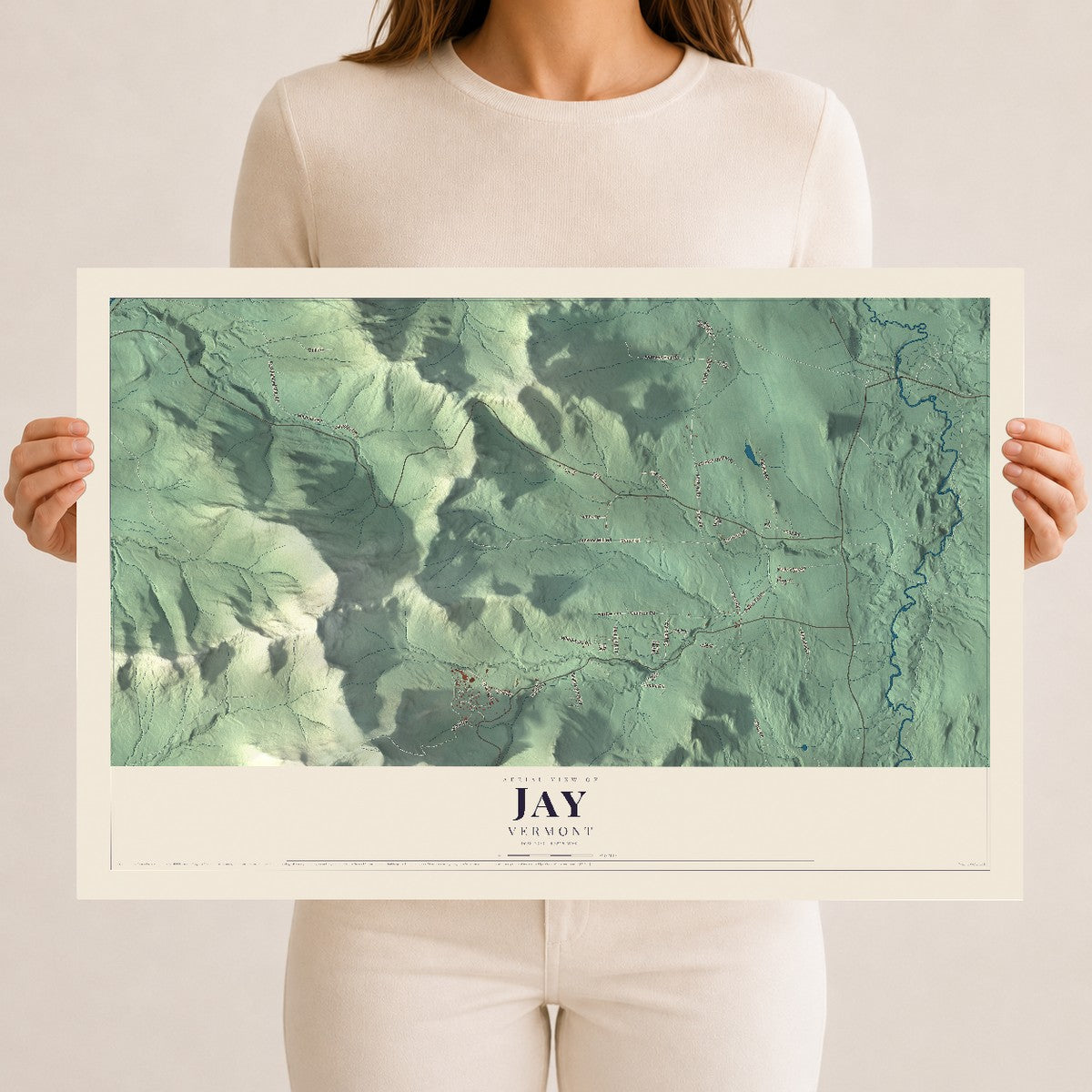 Map of Jay, Vermont, 12 x 18 inch unframed archival matte print