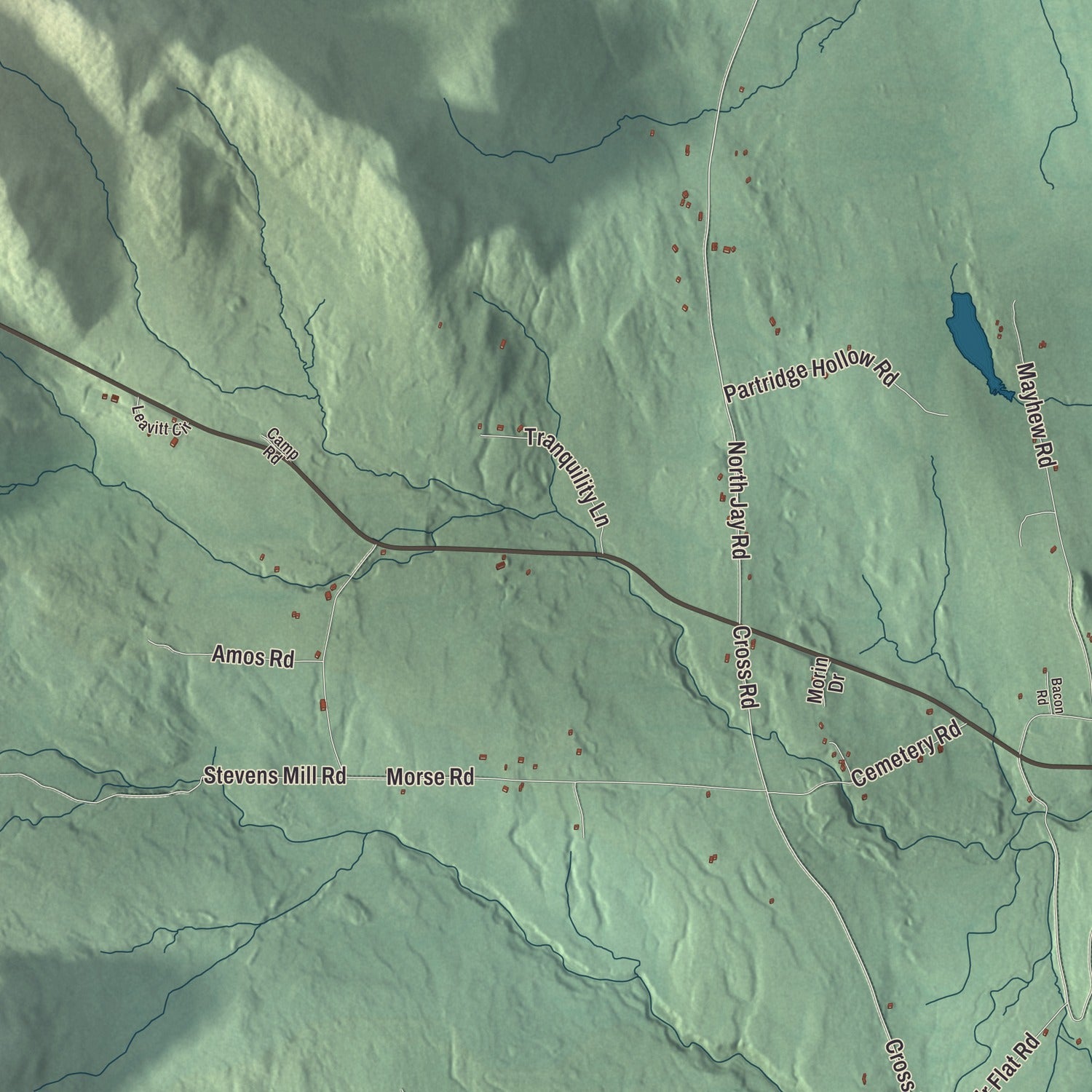 Terrain and local geography detail from the Jay, Vermont map