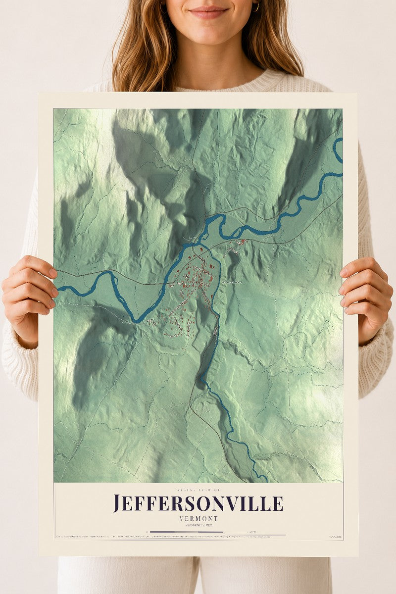 Jeffersonville, Vermont map print - 18 x 24 archival matte print