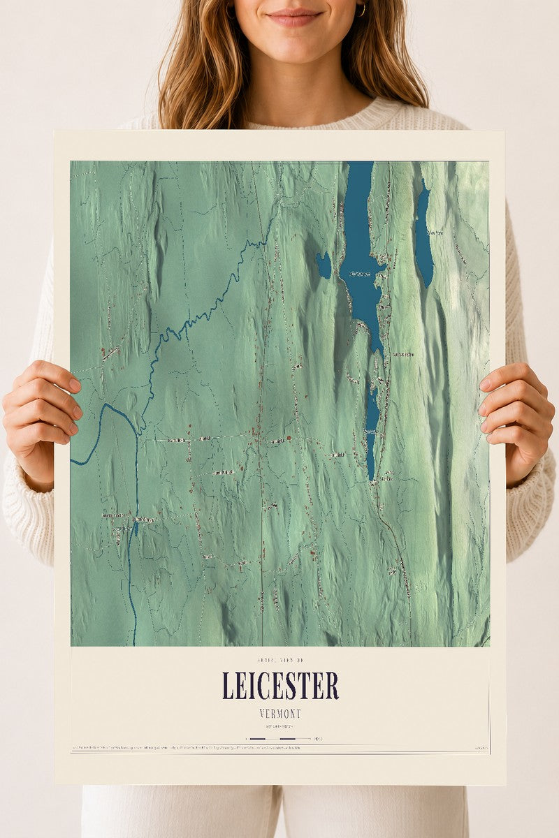 Leicester, Vermont map print - 18 x 24 archival matte print