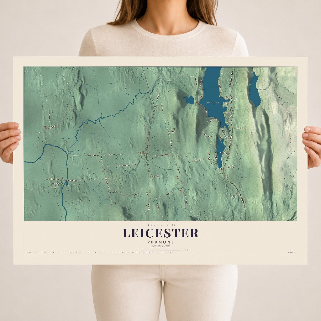 Map of Leicester, Vermont, 18 x 24 inch unframed archival matte print