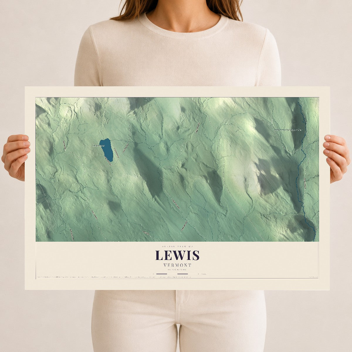 Map of Lewis, Vermont, 12 x 18 inch unframed archival matte print