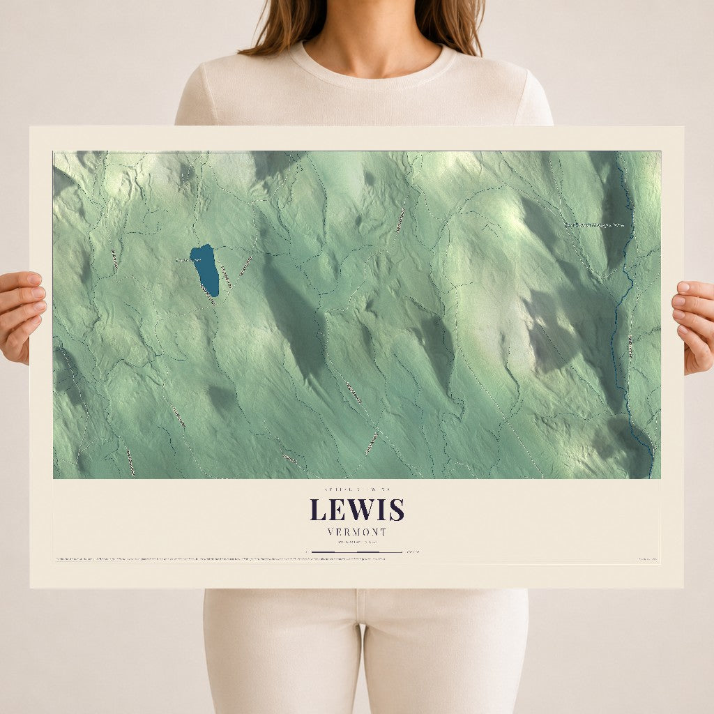 Map of Lewis, Vermont, 18 x 24 inch unframed archival matte print