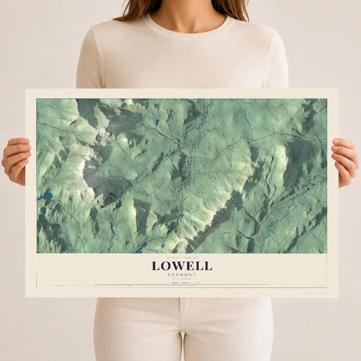 Map of Lowell, Vermont, 12 x 18 inch unframed archival matte print