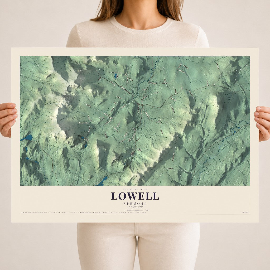 Map of Lowell, Vermont, 18 x 24 inch unframed archival matte print