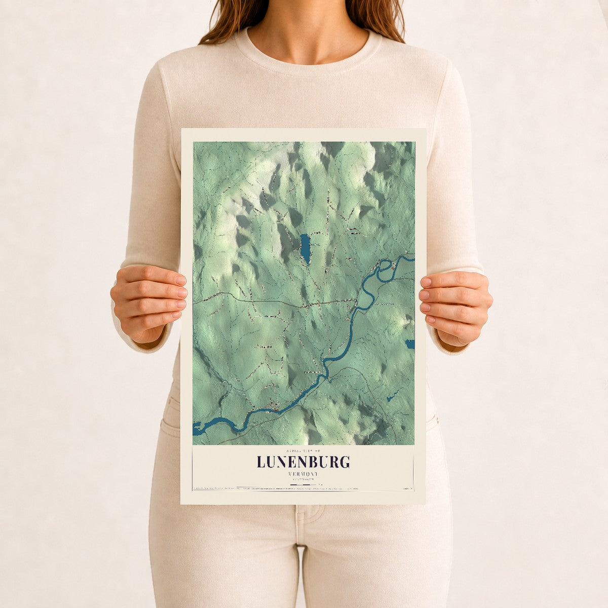 Lunenburg, Vermont map print - 12 x 18 archival matte print