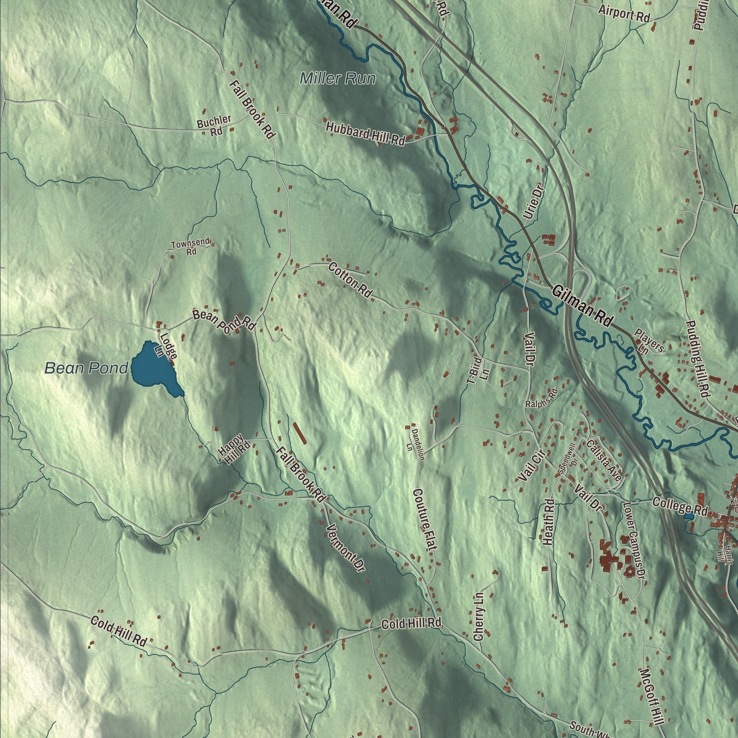 Terrain and local geography detail from the Lyndon, Vermont map