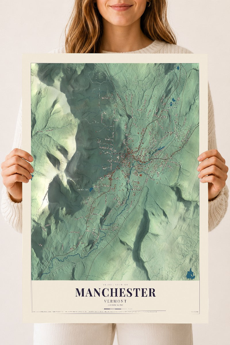 Manchester, Vermont map print - 18 x 24 archival matte print