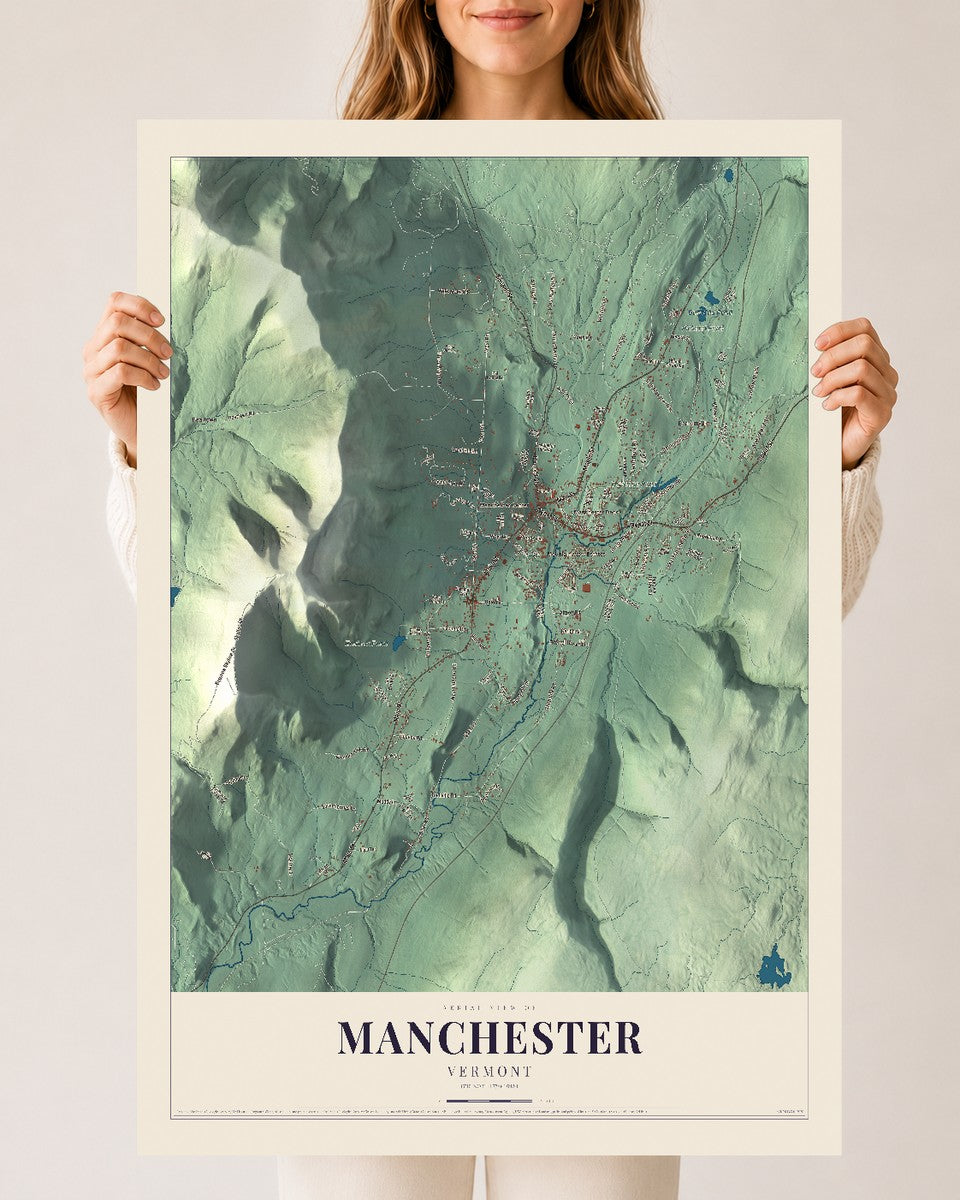 Manchester, Vermont map print - 24 x 36 archival matte print
