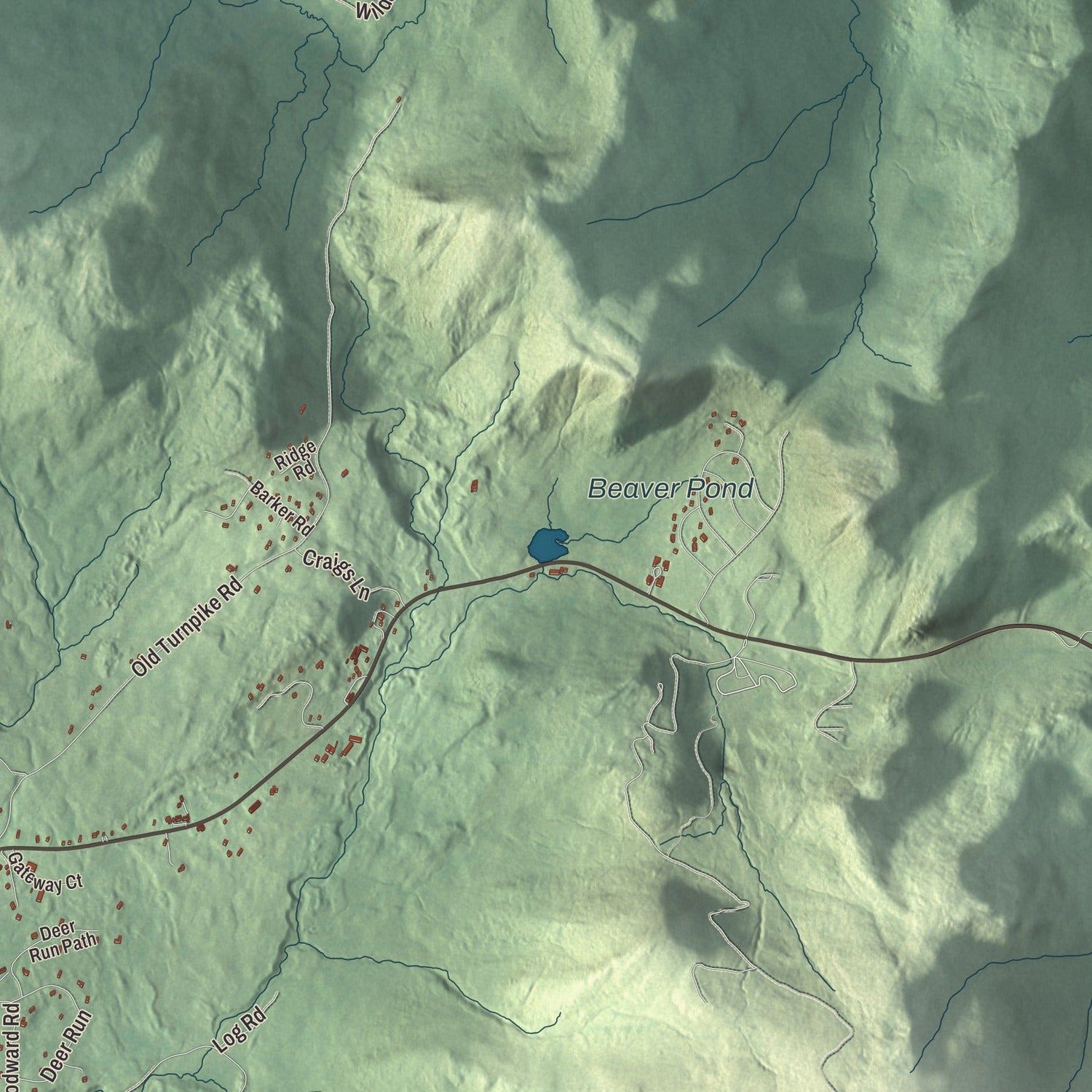Terrain and local geography detail from the Mendon, Vermont map