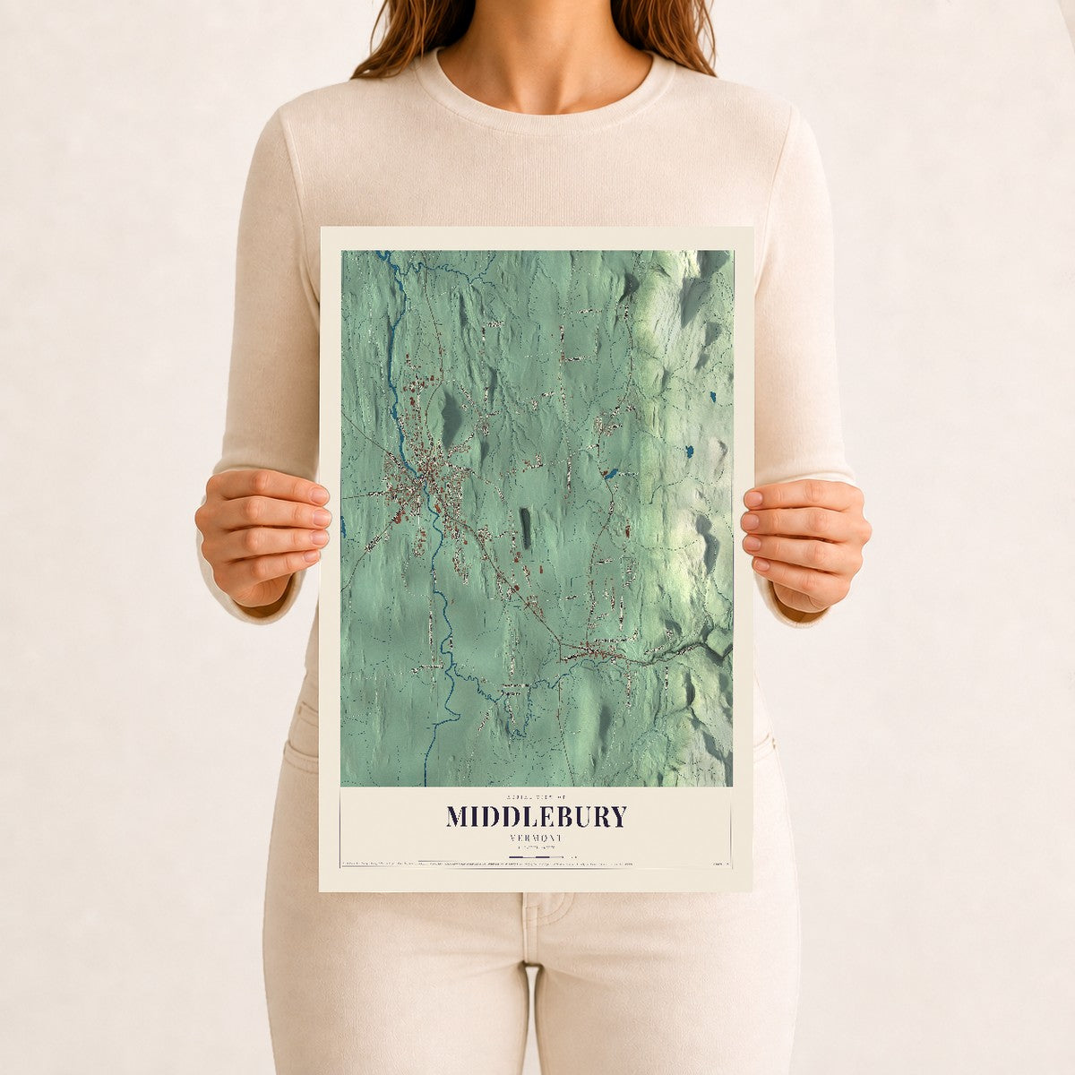 Middlebury, Vermont map print - 12 x 18 archival matte print