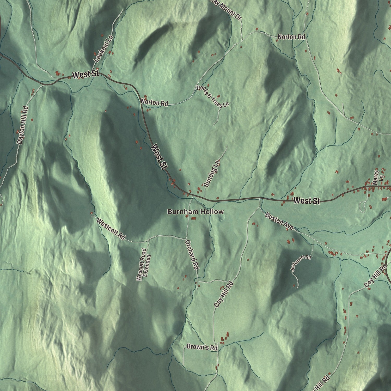 Terrain and local geography detail from the Middletown Springs, Vermont map