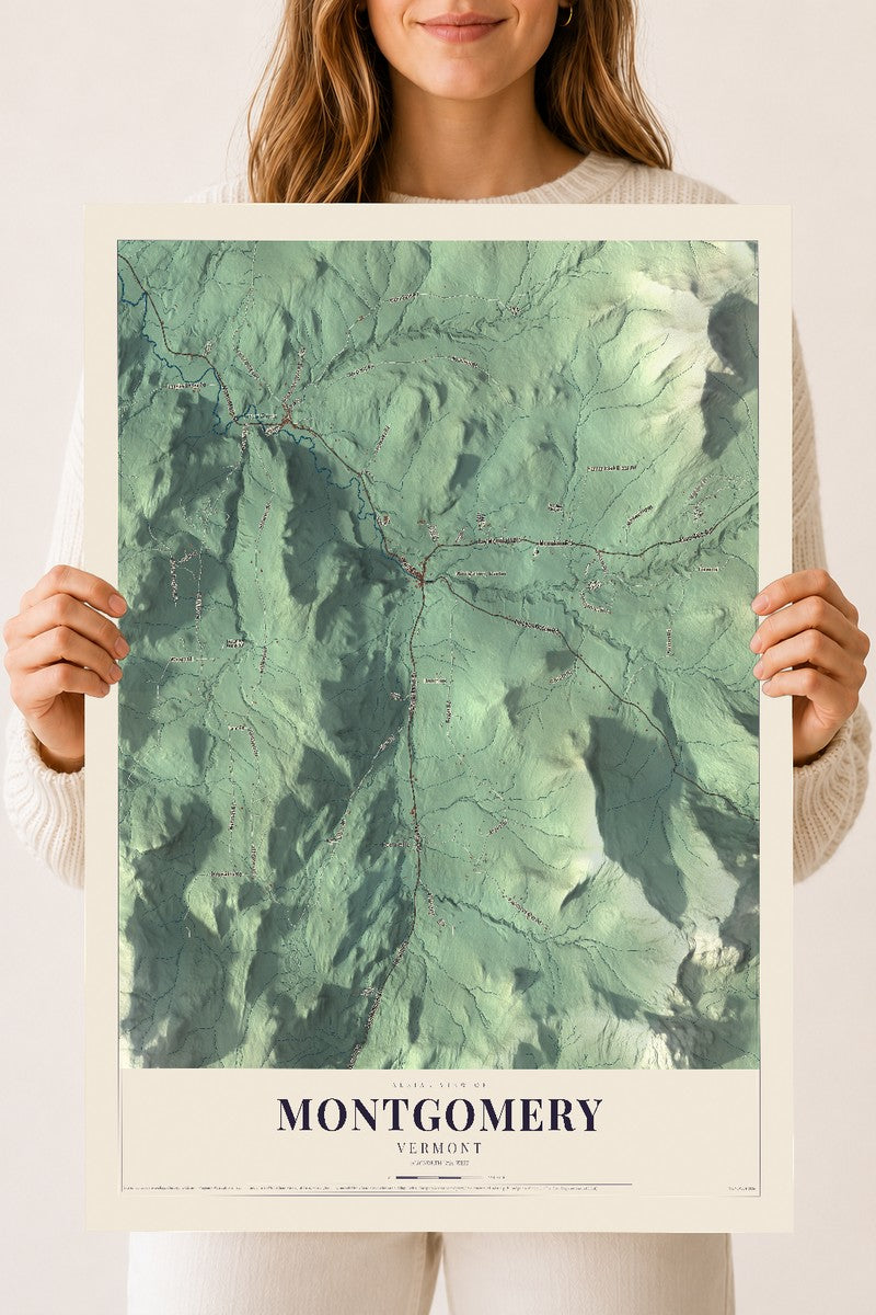 Montgomery, Vermont map print - 18 x 24 archival matte print