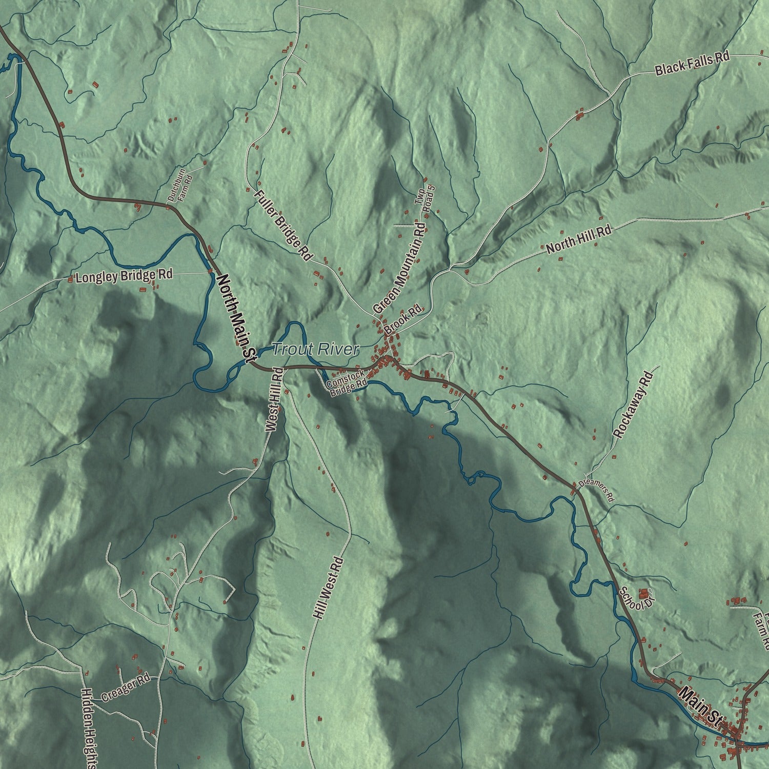 Terrain and local geography detail from the Montgomery, Vermont map