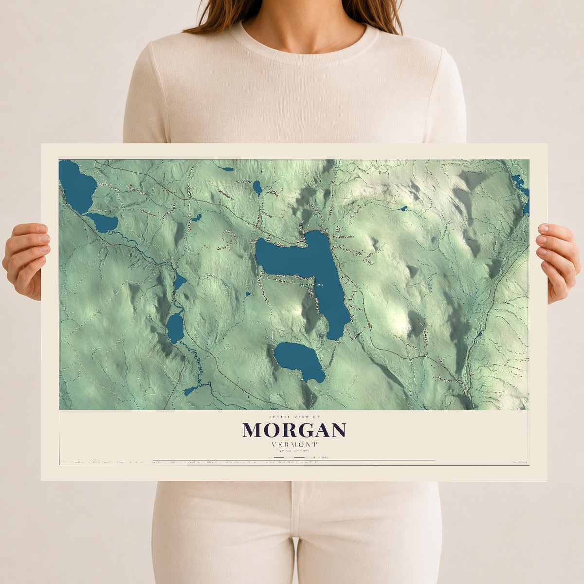 Map of Morgan, Vermont, 12 x 18 inch unframed archival matte print
