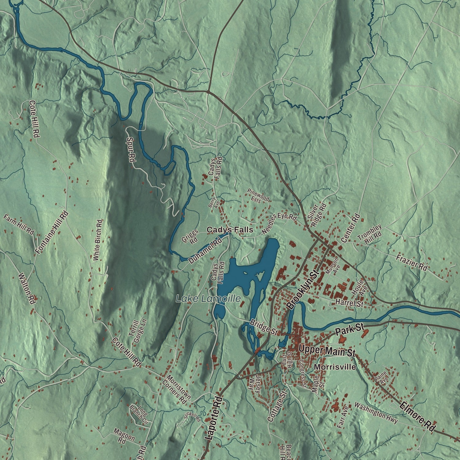 Street and neighborhood detail from the Morristown, Vermont map