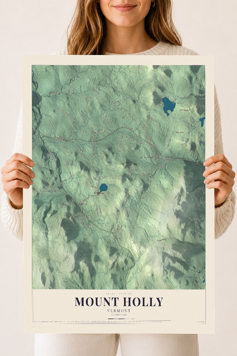 Mount Holly, Vermont map print - 18 x 24 archival matte print