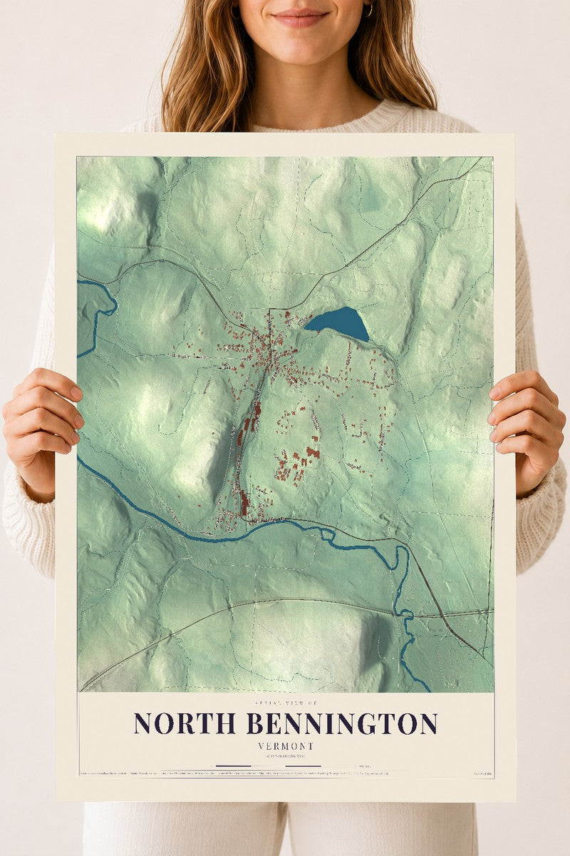 North Bennington, Vermont map print - 18 x 24 archival matte print