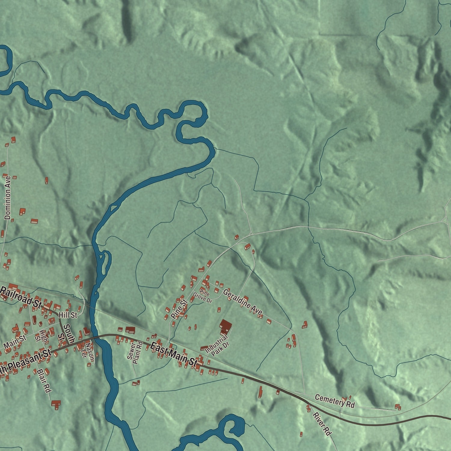 Terrain and local geography detail from the North Troy, Vermont map