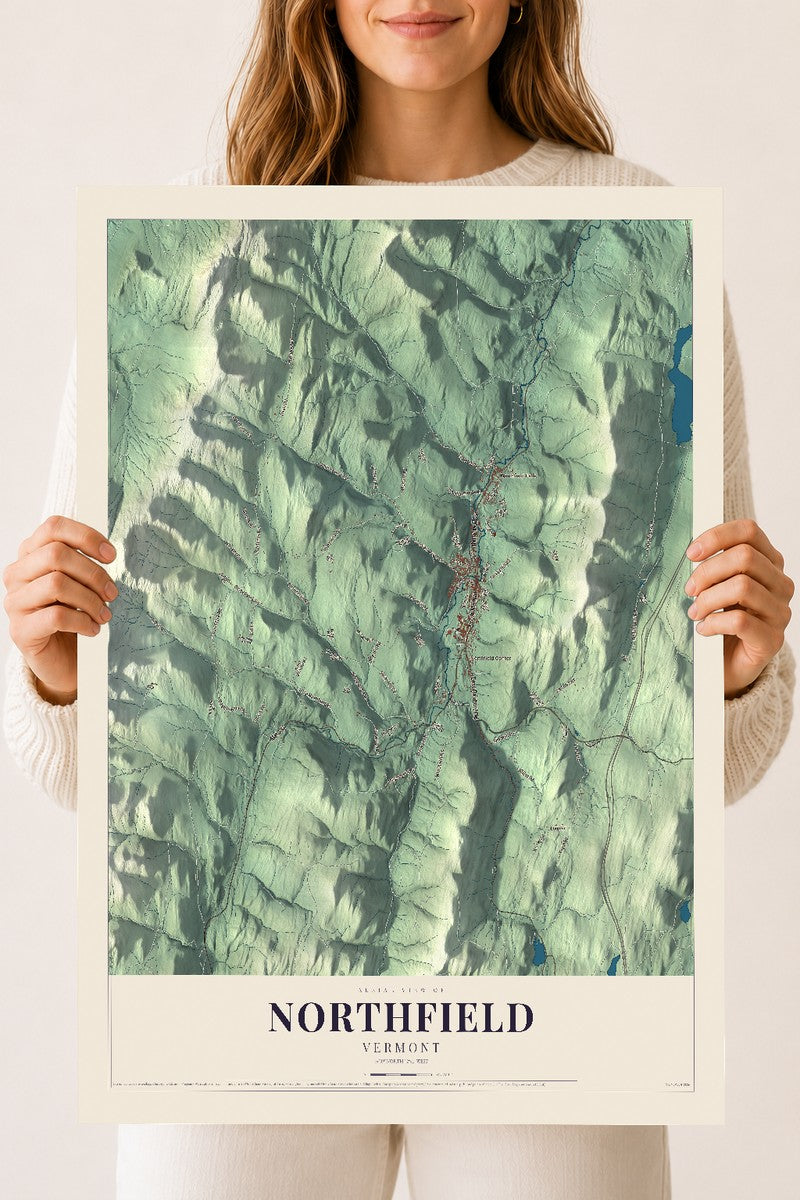 Northfield, Vermont map print - 18 x 24 archival matte print
