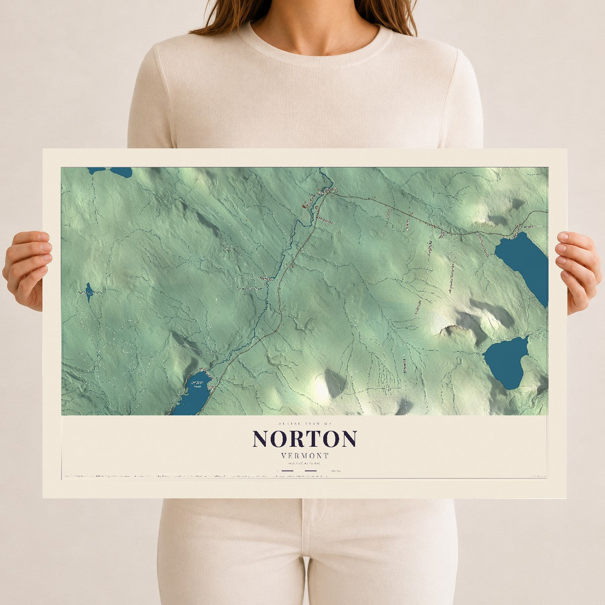 Map of Norton, Vermont, 12 x 18 inch unframed archival matte print