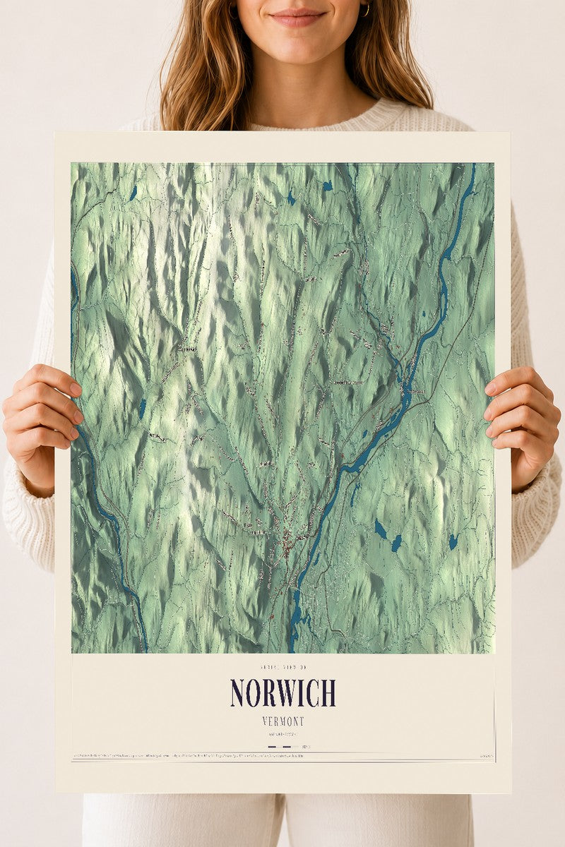 Norwich, Vermont map print - 18 x 24 archival matte print