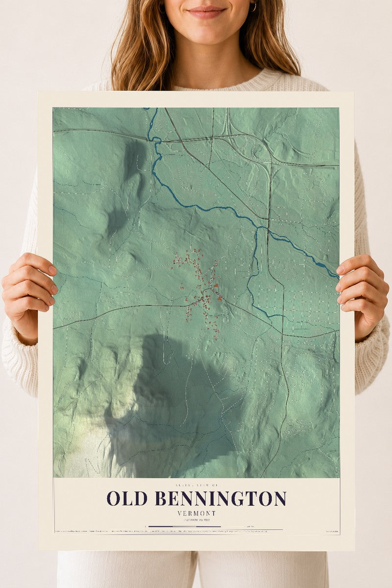 Old Bennington, Vermont map print - 18 x 24 archival matte print