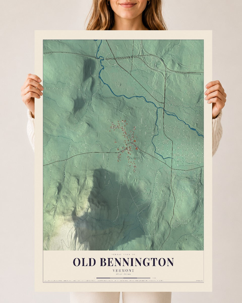 Old Bennington, Vermont map print - 24 x 36 archival matte print