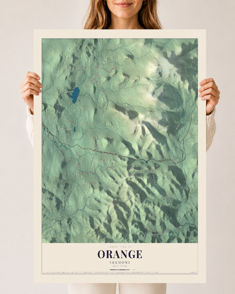 Orange, Vermont map print - 24 x 36 archival matte print