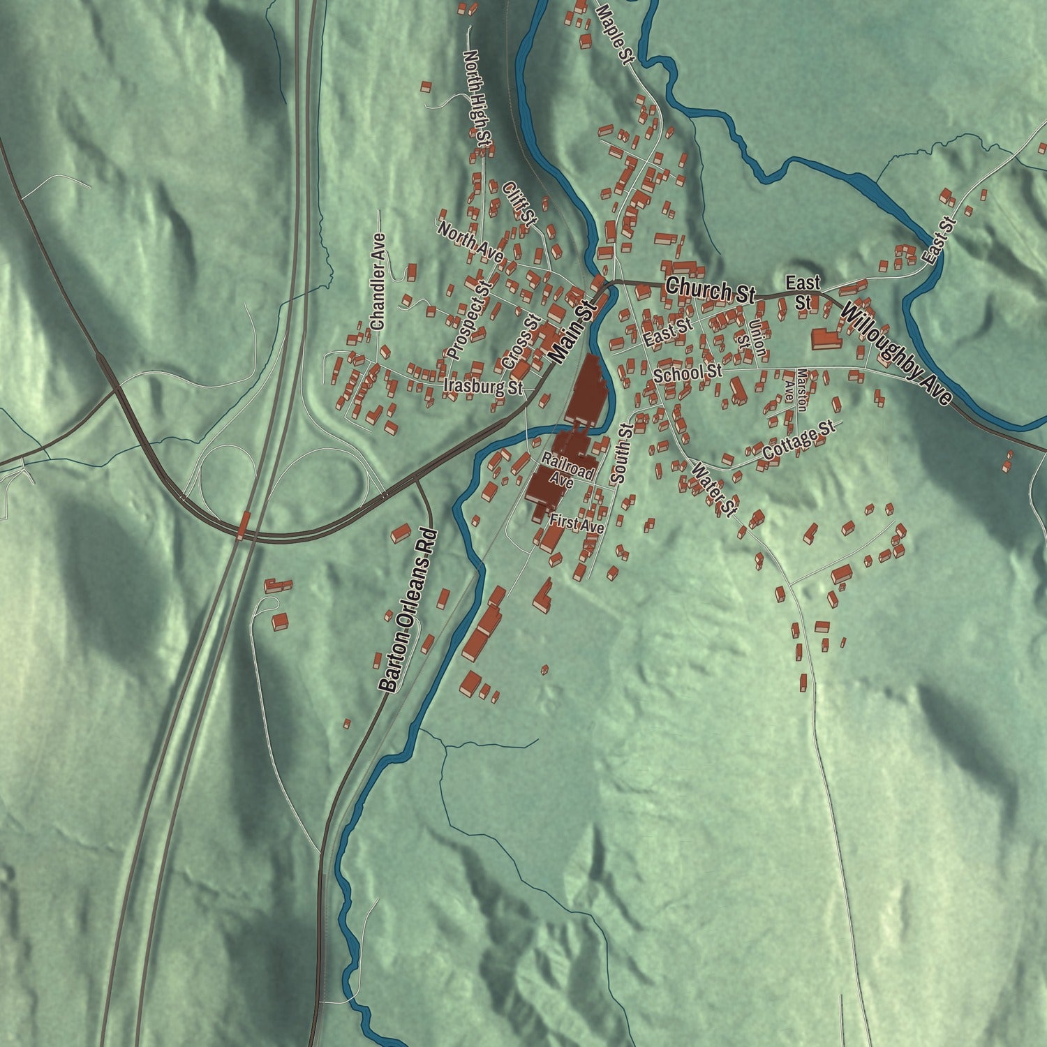 Street and neighborhood detail from the Orleans, Vermont map
