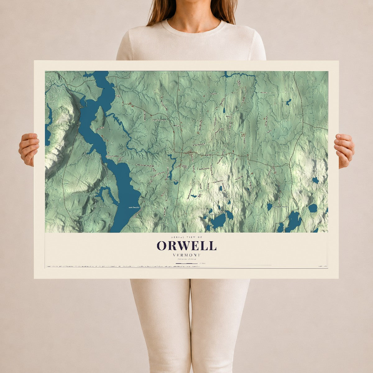 Map of Orwell, Vermont, 24 x 36 inch unframed archival matte print