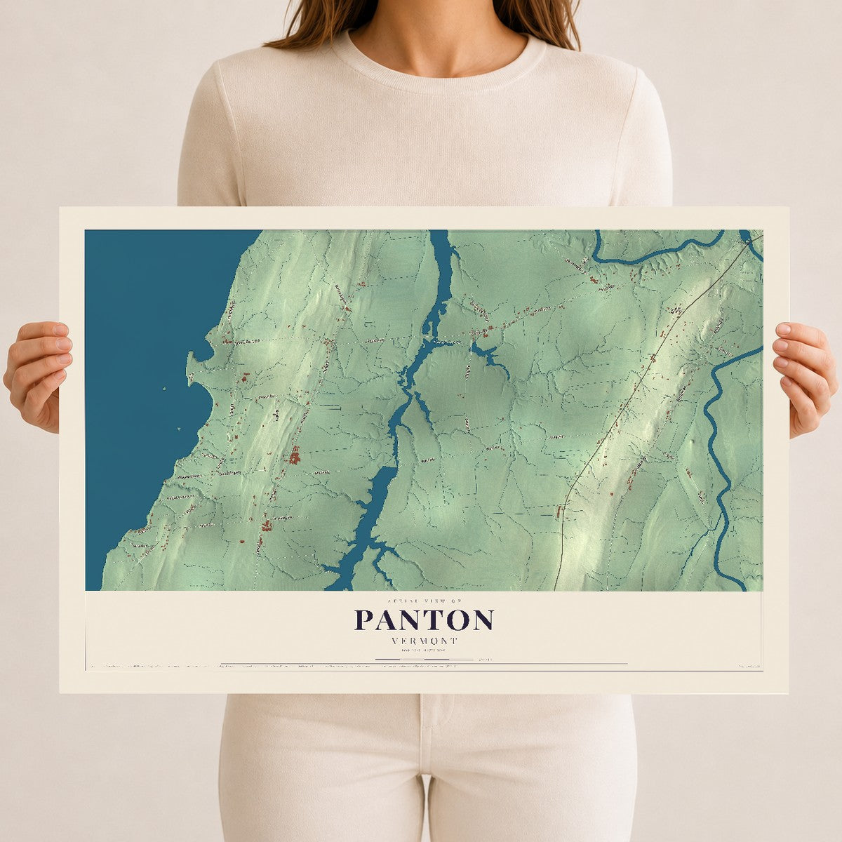 Map of Panton, Vermont, 12 x 18 inch unframed archival matte print