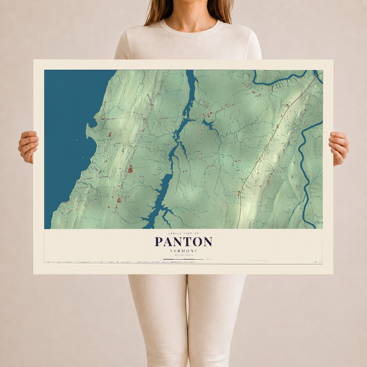Map of Panton, Vermont, 24 x 36 inch unframed archival matte print