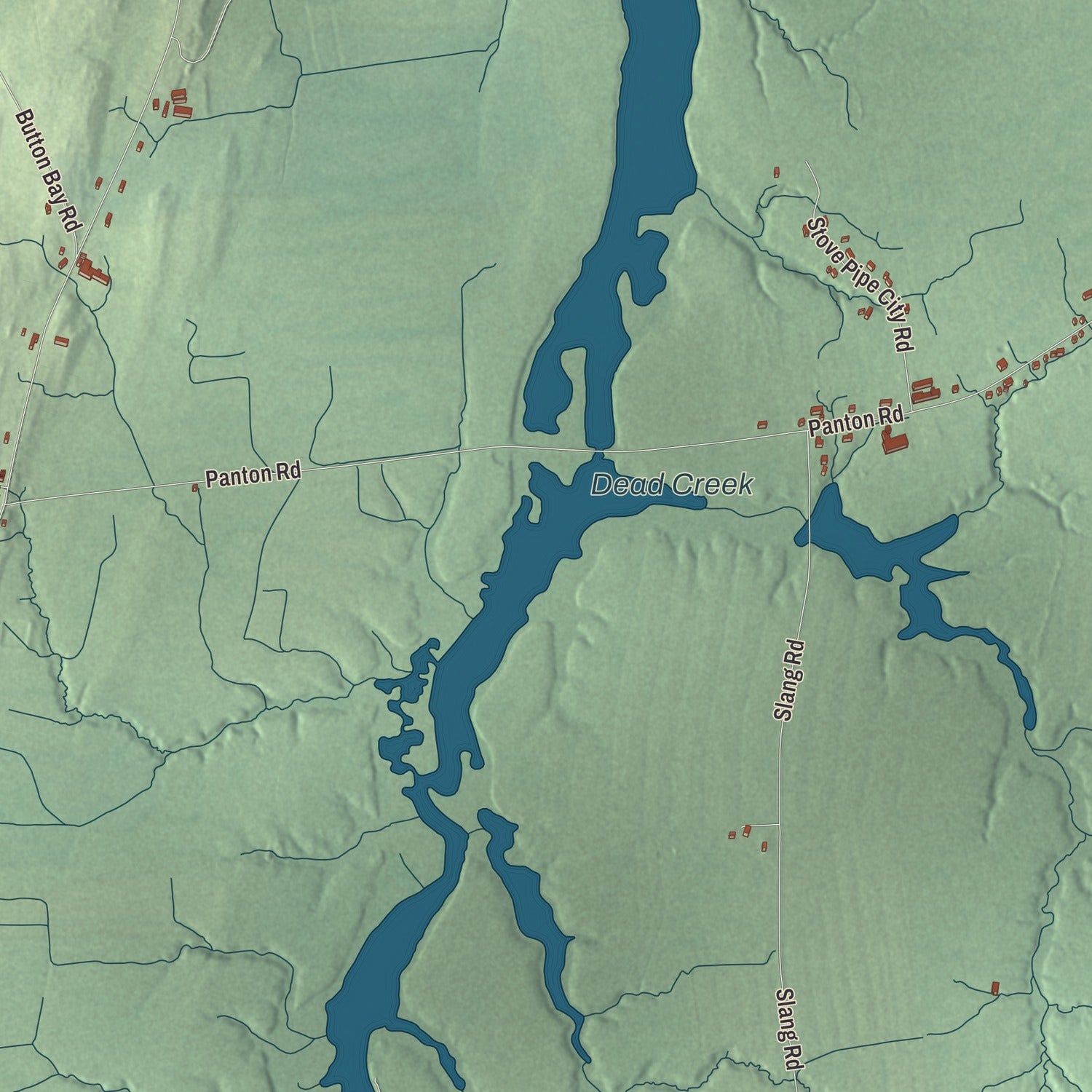 Terrain and local geography detail from the Panton, Vermont map